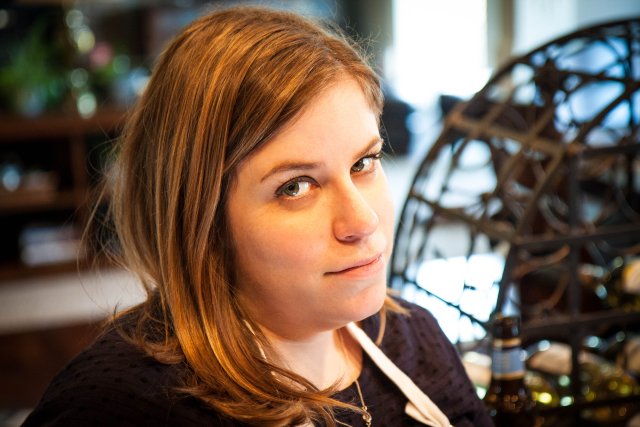 Julia Miller taking a break from cooking